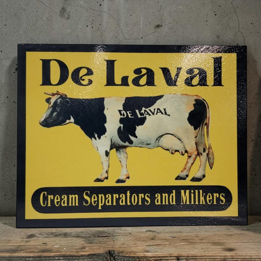 Retro DeLaval Cream Separators and Milkers aluminum farm sign handmade for farmhouse and dairy farm decor.