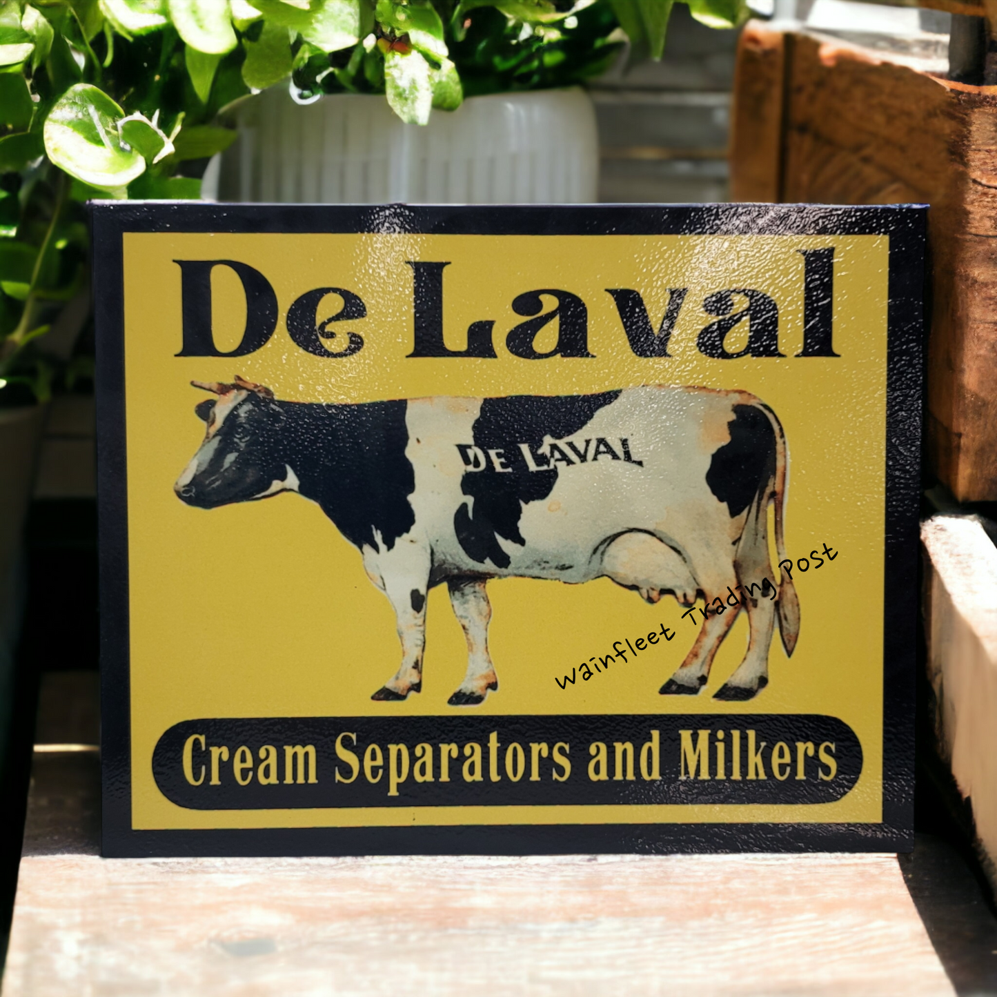 retro de laval farm sign