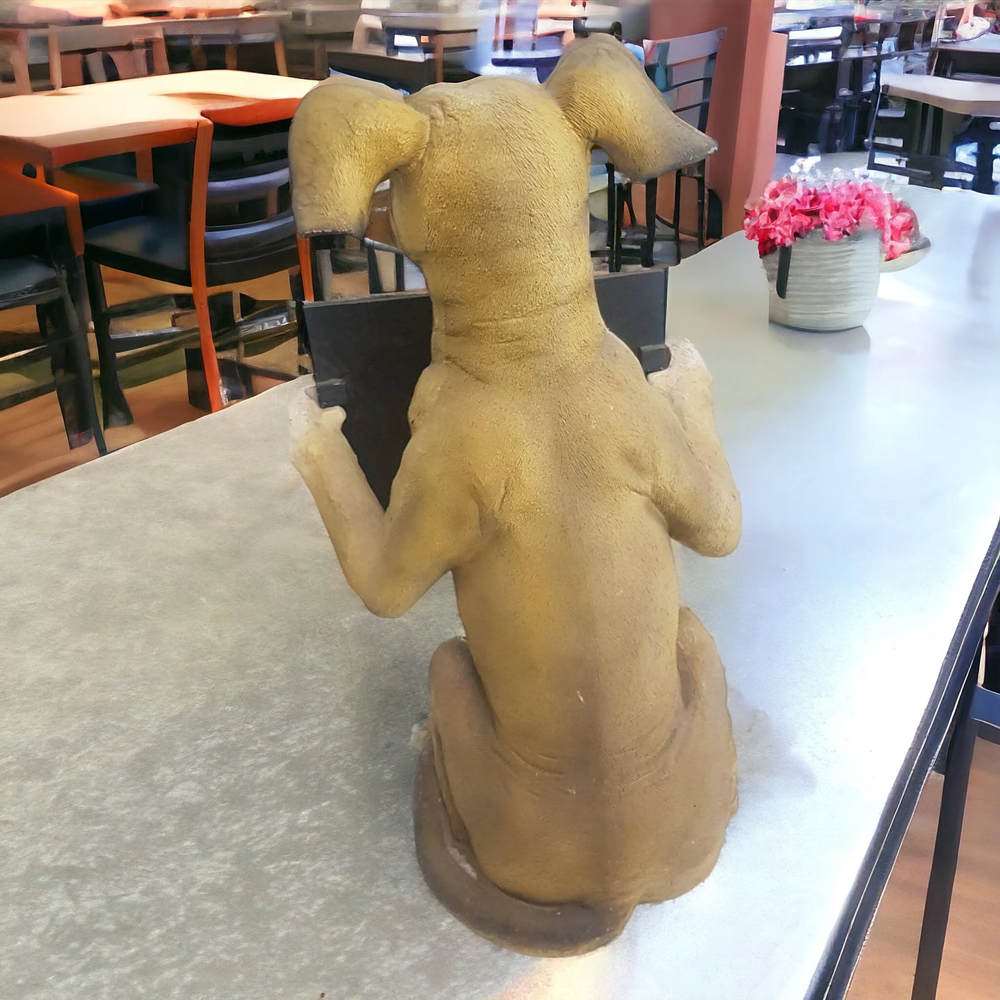 Novelty Dog Statue Holding Chalkboard Menu