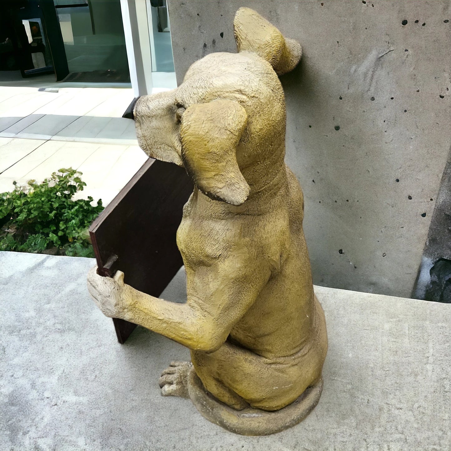 Novelty Dog Statue Holding Chalkboard Menu 