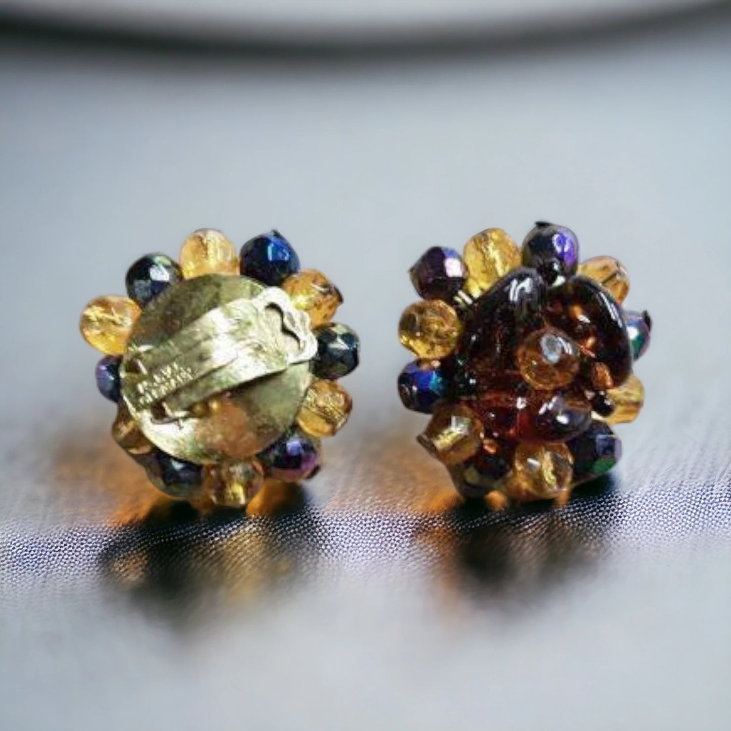 Vintage German Beaded Necklace & Clip-On Earrings