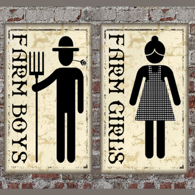 Bathroom Signs Men and Women Folk Art Various Styles