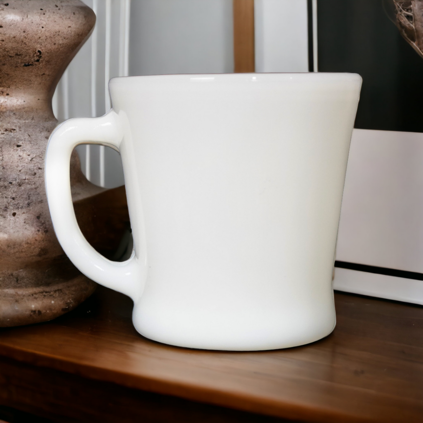 Vintage White Fire King D Handle Mug Milk Glass