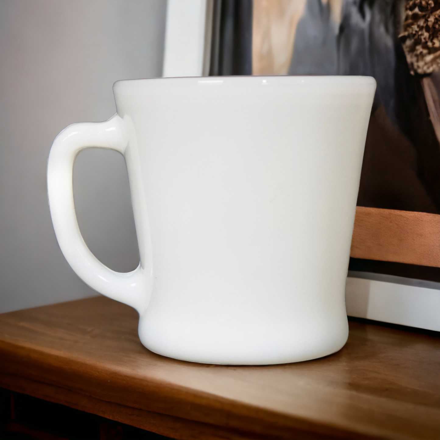 Vintage White Fire King D Handle Mug Milk Glass