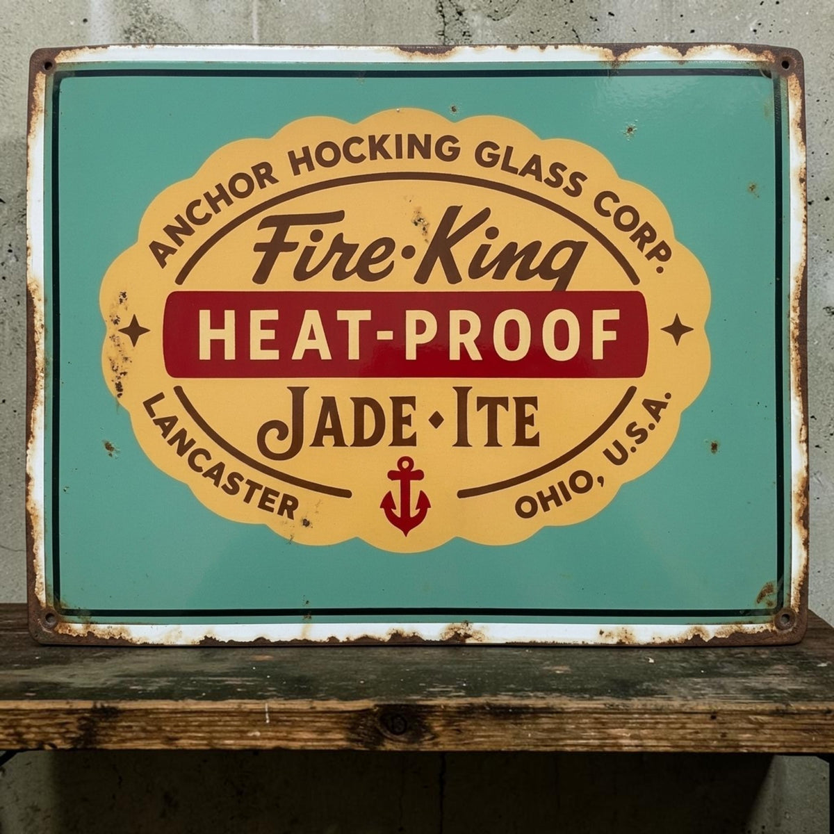 Fire-King Jadeite sign
