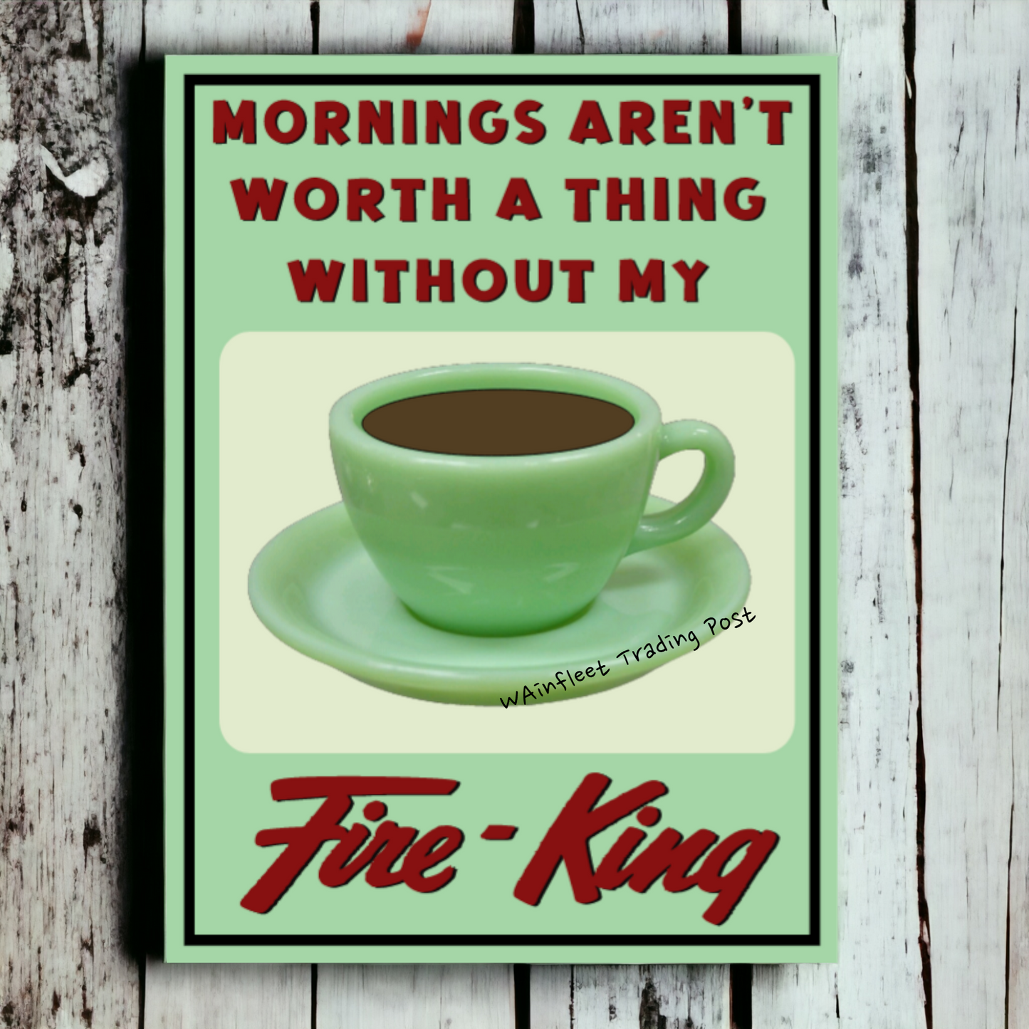 vintage fire king sign 