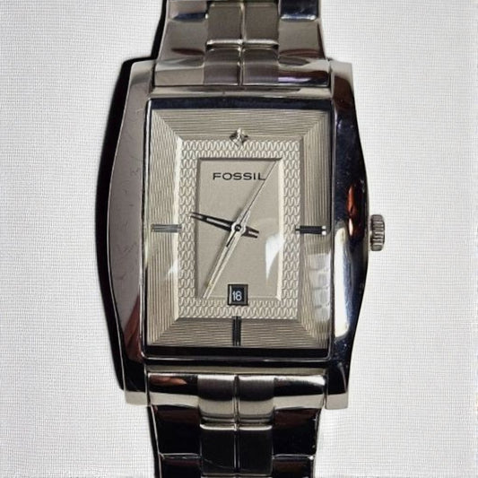 Fossil FS-4448 5 ATM Men's Khaki Dial Diamond Watch Works- New Battery