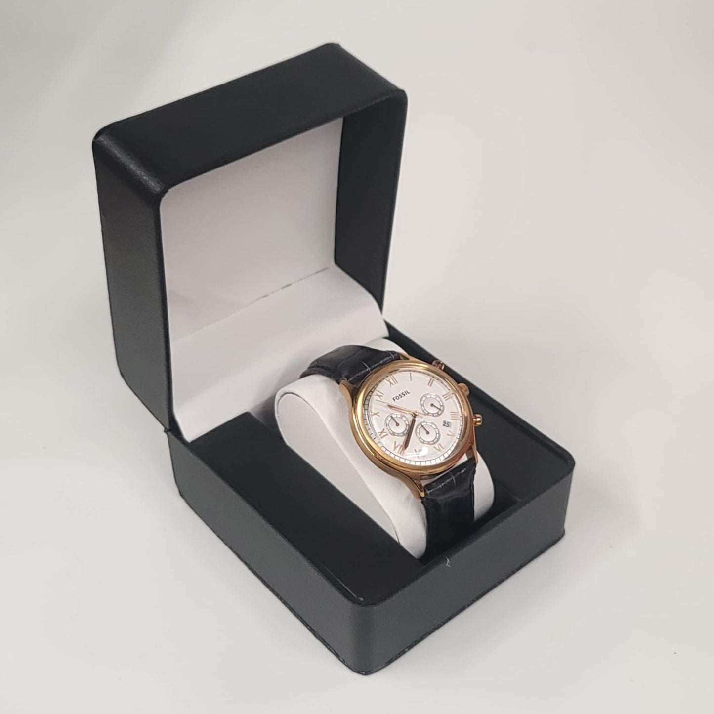 Fossil FS4744 Rose Gold Chronometer Watch - Men's Leather Band (Excellent Condition)