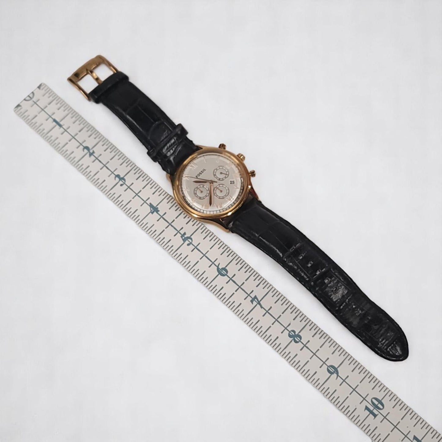 Fossil FS4744 Rose Gold Chronometer Watch - Men's Leather Band (Excellent Condition)