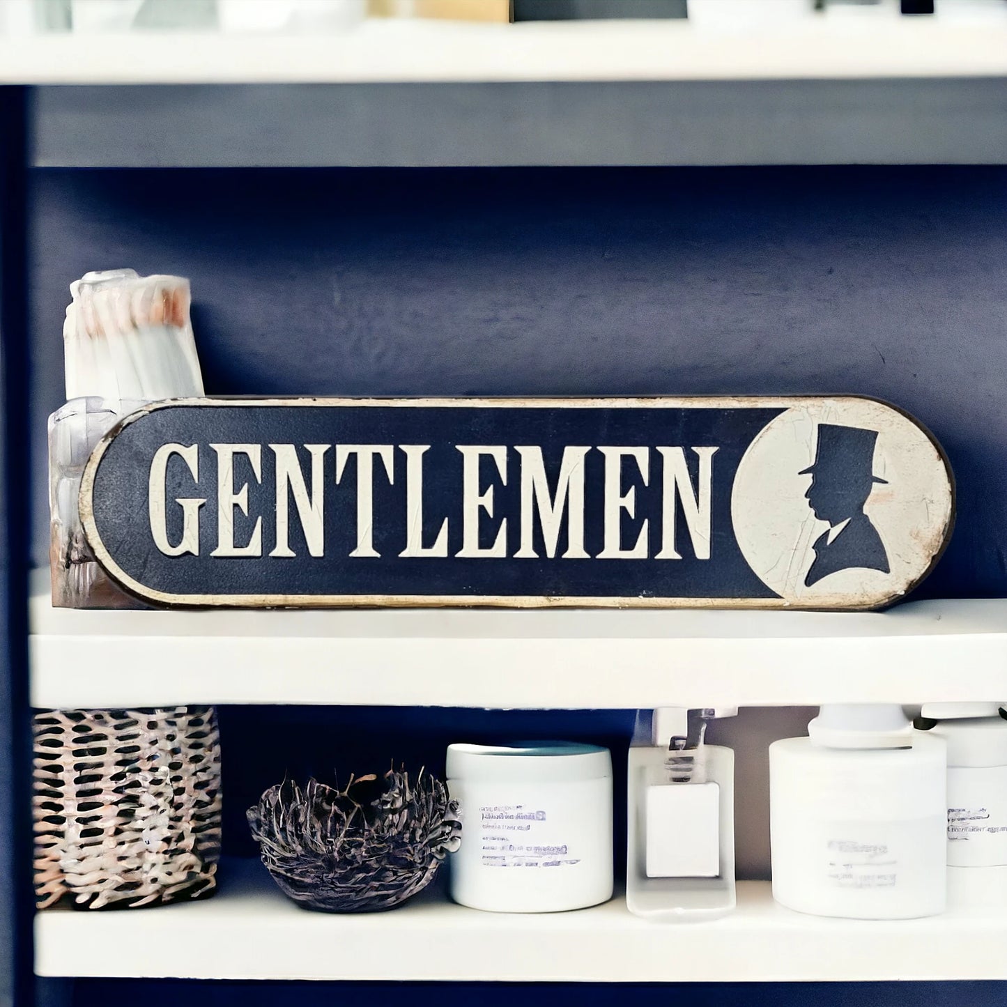 Gentlemen Bathroom Sign Retro Decor