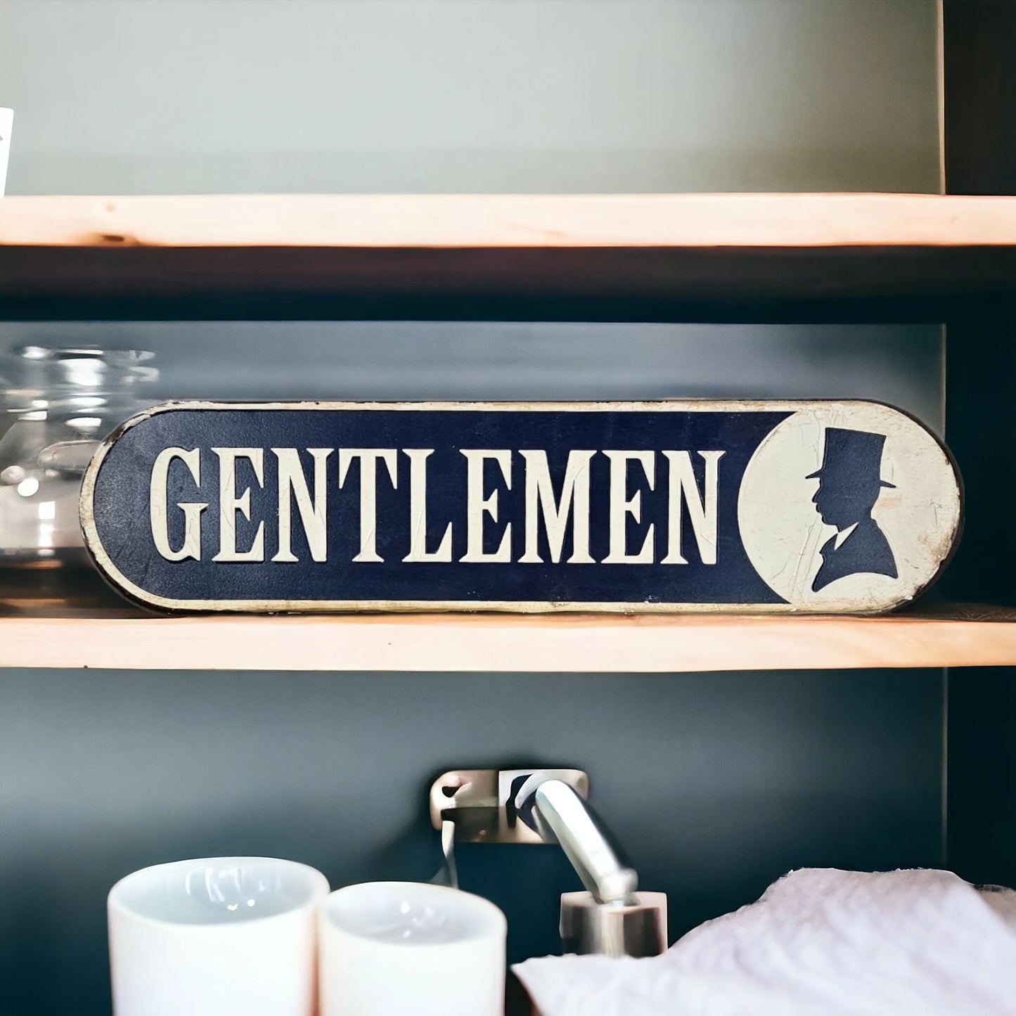 Gentlemen Bathroom Sign Retro Decor