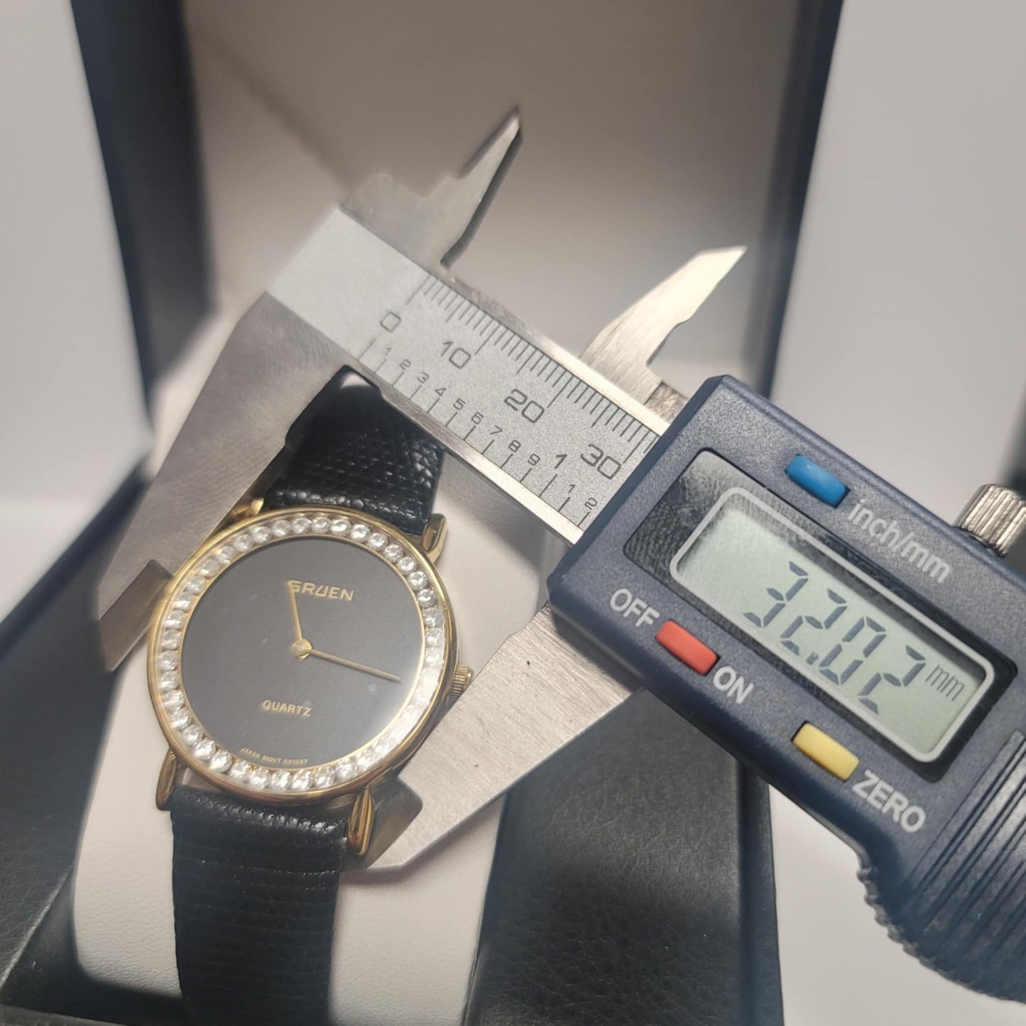 Vintage Gruen Quartz Diamond Bezel Watch