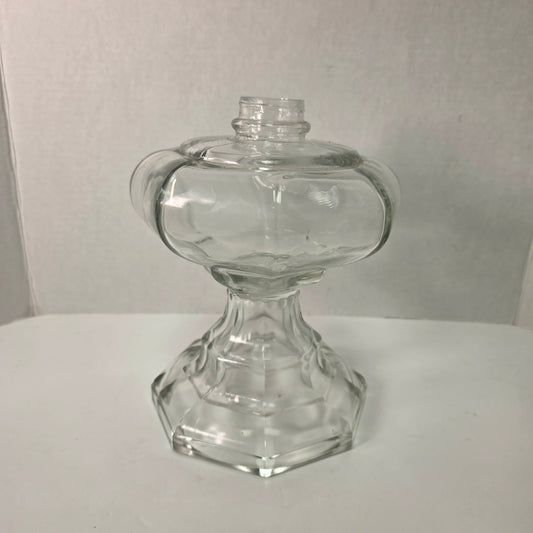 Vintage Hexagon Glass Oil Lamp Font 8.5”