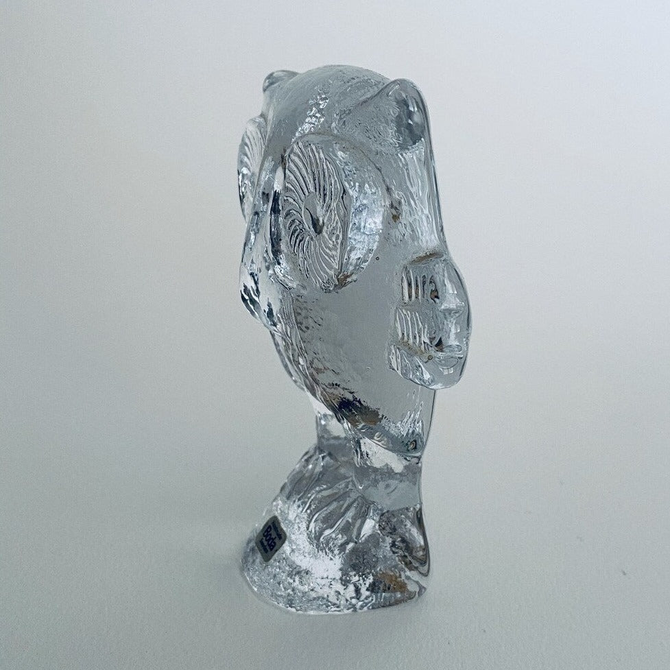 Vintage Boda Crystal Glass Owl Figure Sweden, Kosta Boda