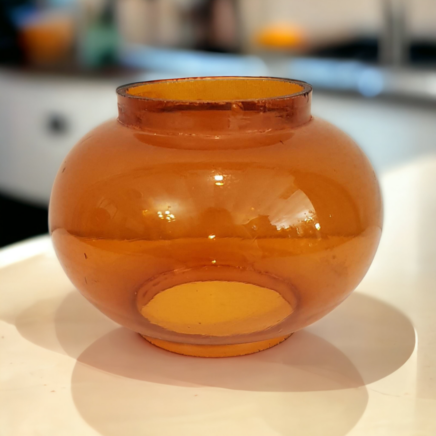 Antique Amber Glass Lantern Globe Chimney
