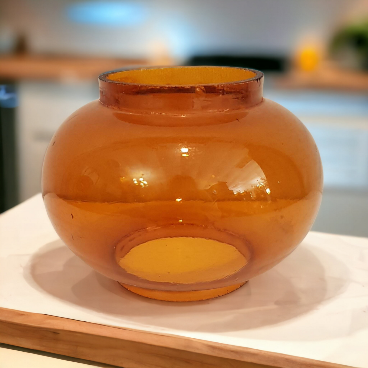 Antique Amber Glass Lantern Globe Chimney