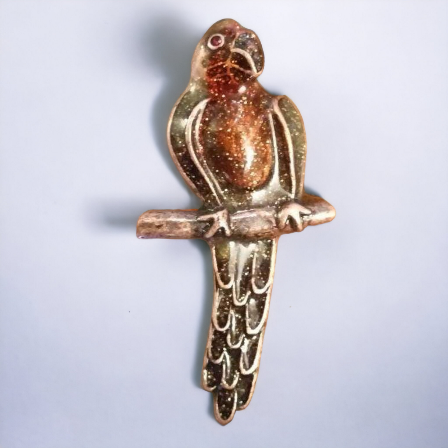 Vintage Costume Jewelry Sparkly Parrot Brooch