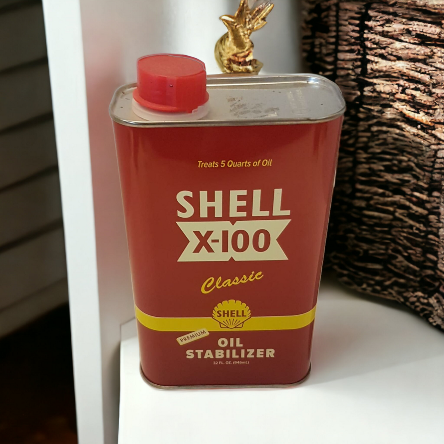 Shell X-100 Oil Stabilizer Advertising Tin Oil Can