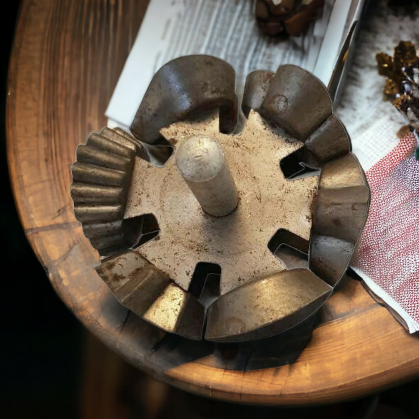 Antique German Tin Rolling Cookie Cutter Retro Kitchen Decor