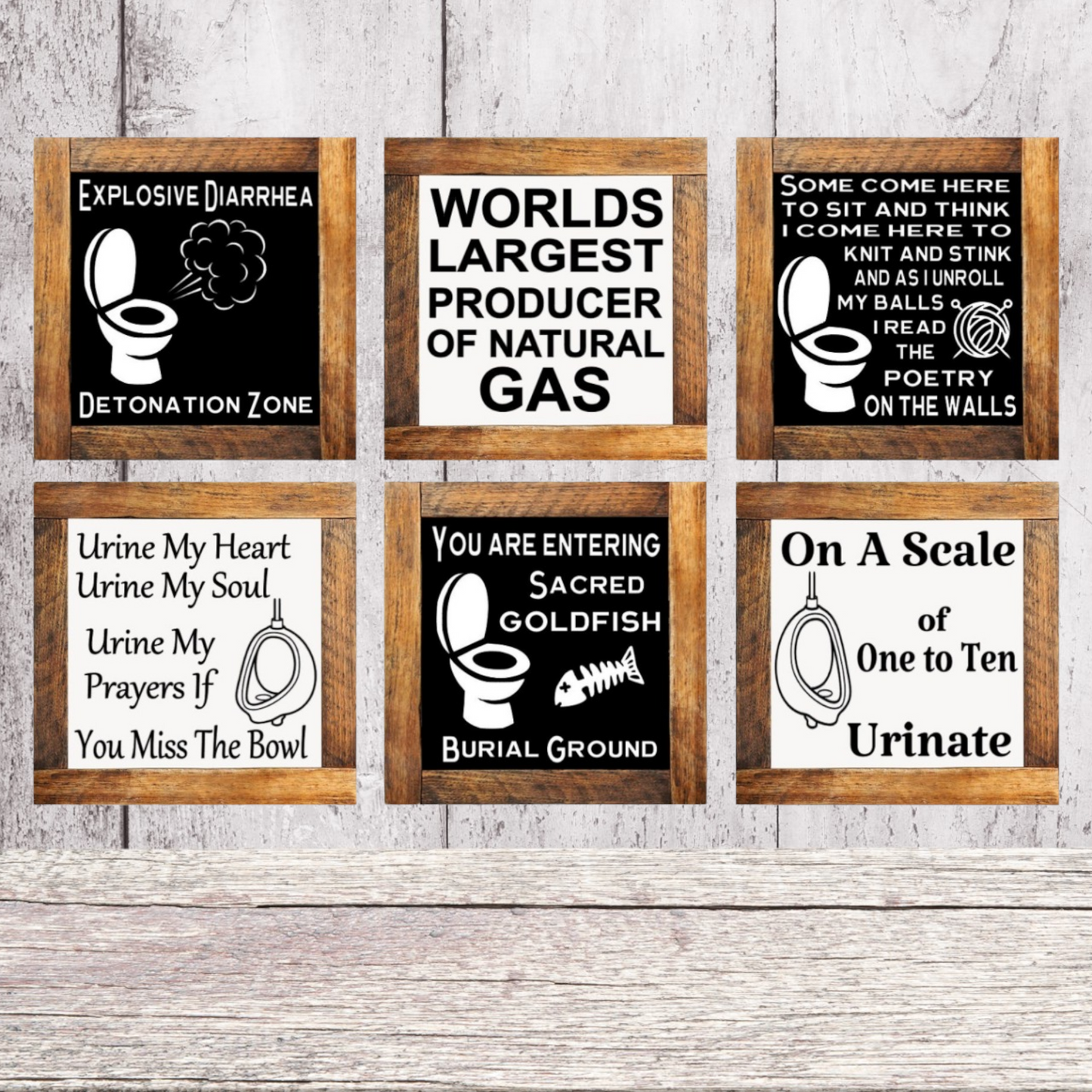 Naughty Bathroom Mini Signs Mix & Match Original Designs
