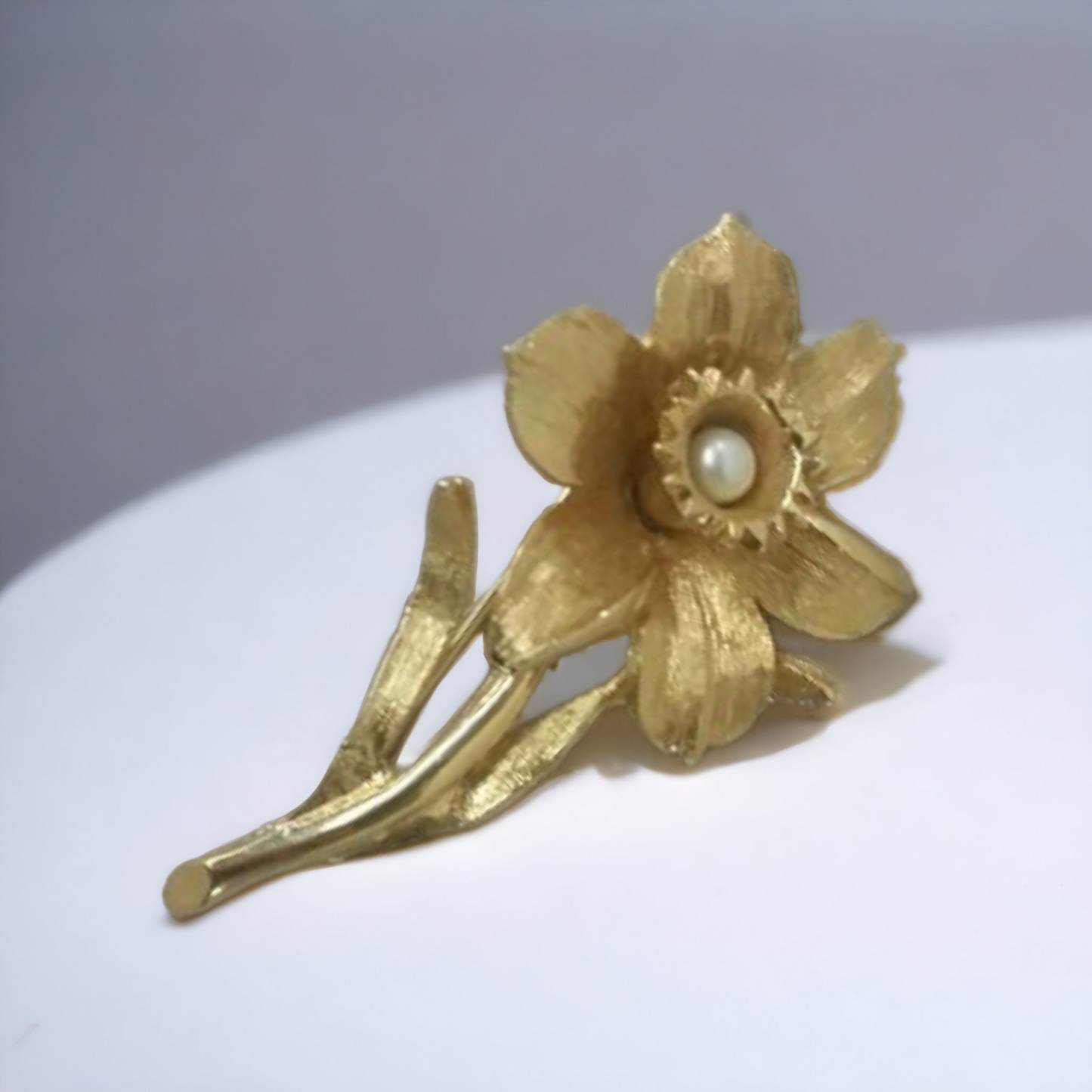 Vintage D'orlan Flower Brooch With Pearl Center