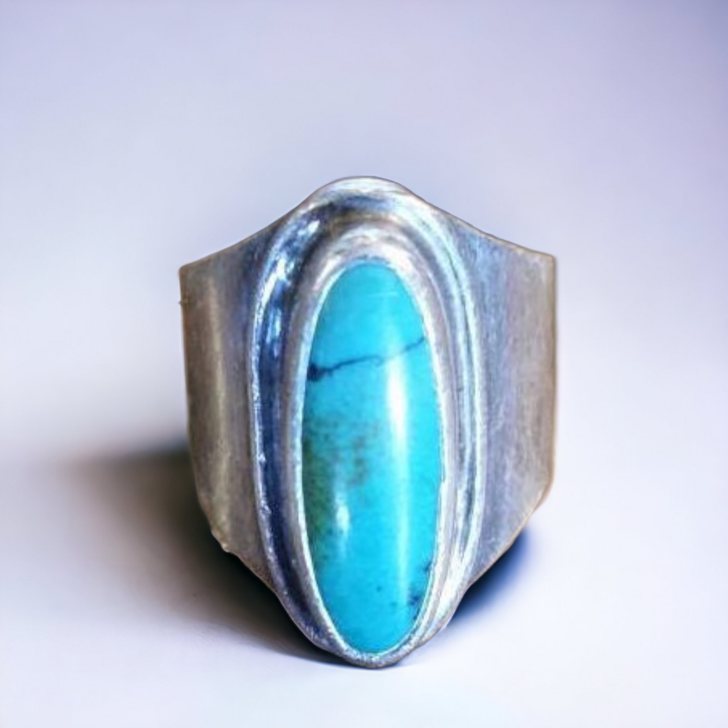 Antique Sterling Silver & Turquoise Gem Ring