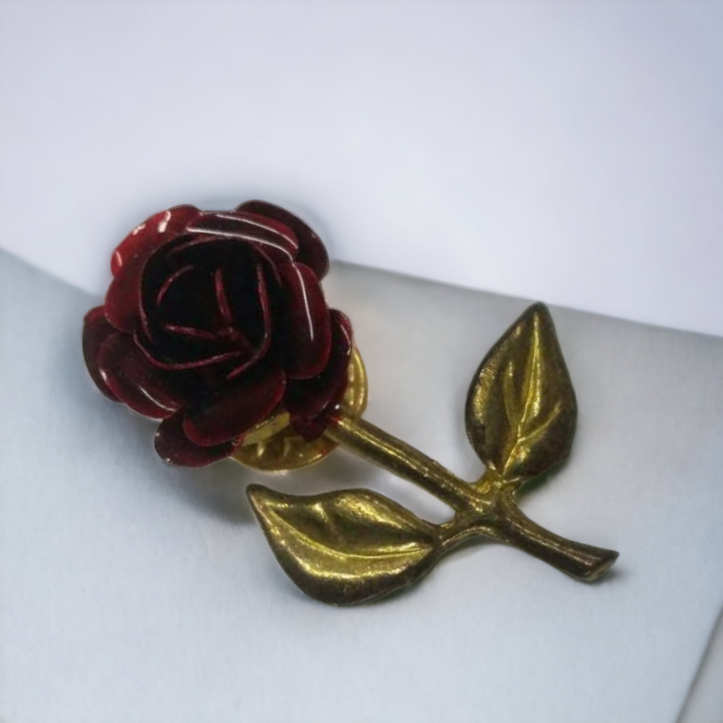 Red & Gold Rose Brooch Lapel Pin