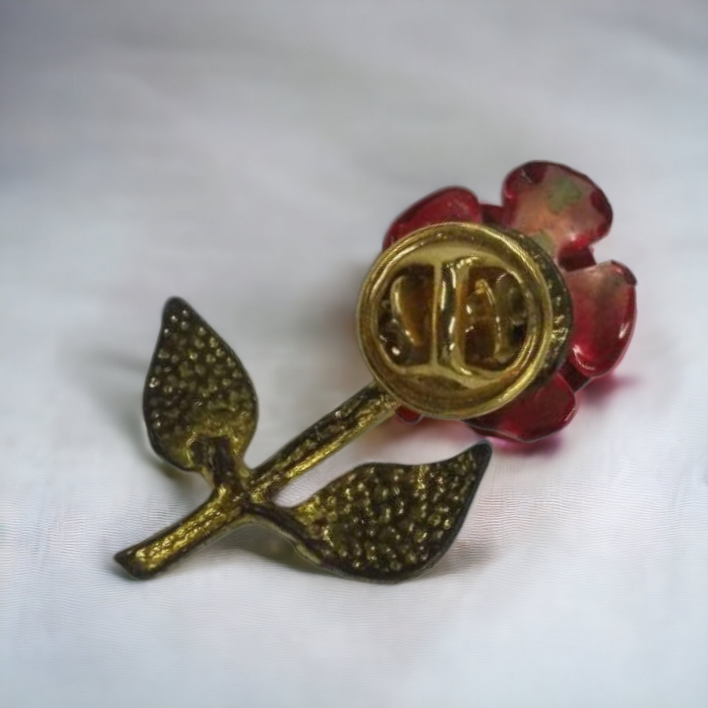 Red & Gold Rose Brooch Lapel Pin