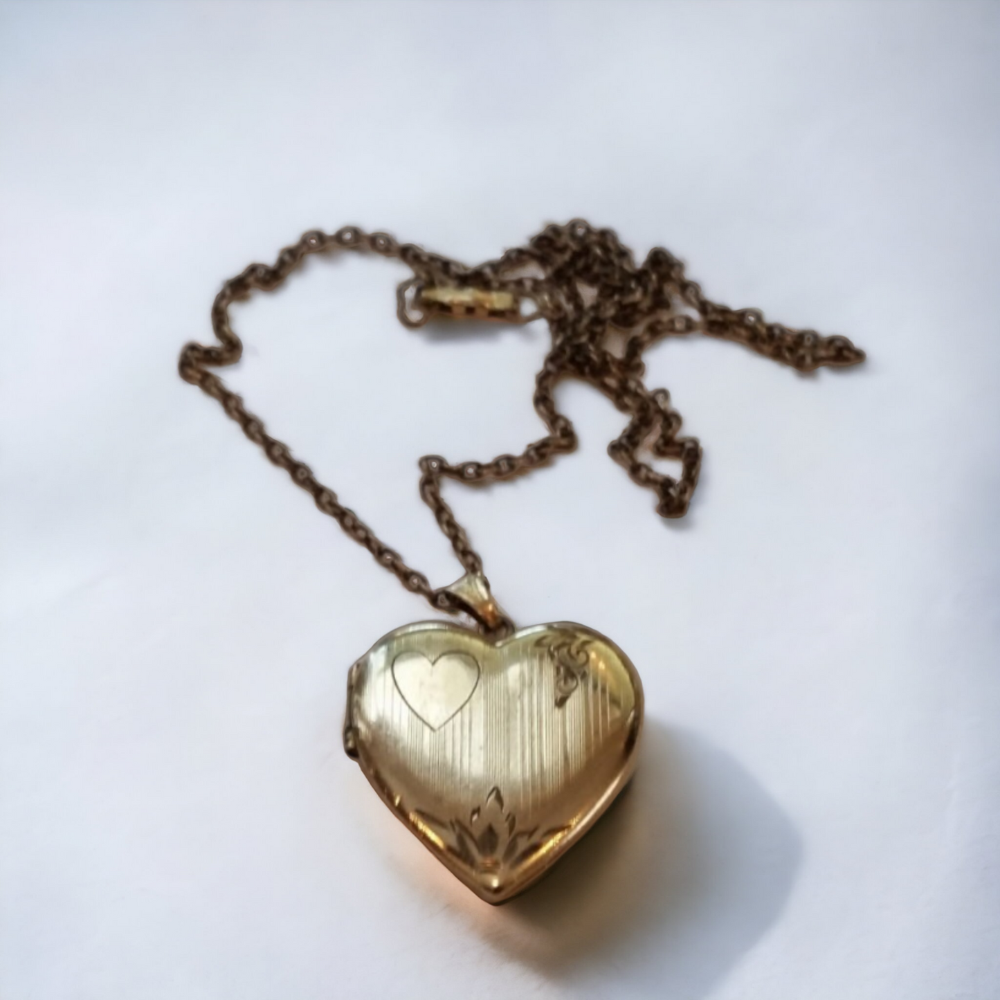 Antique Art Deco Gold Heart Shaped Locket Sweetheart Gift