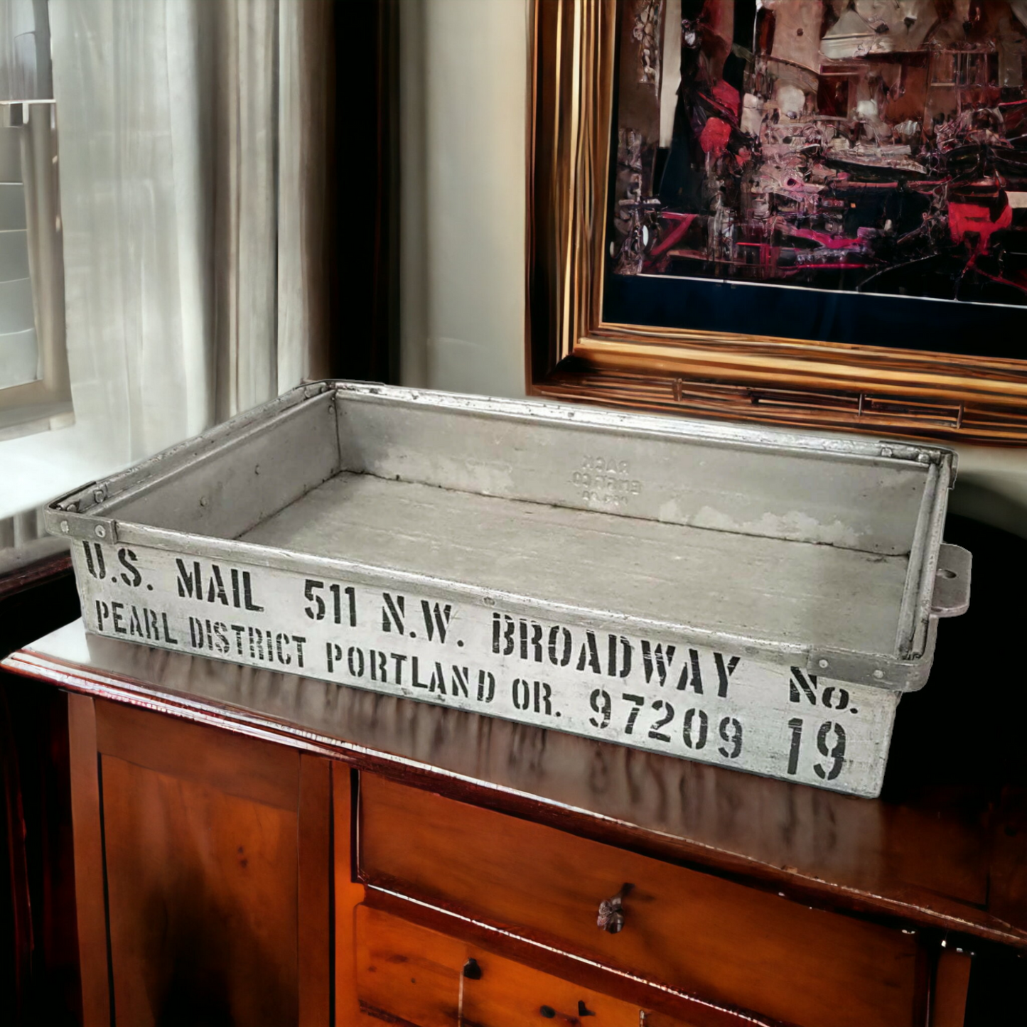 Post Office Mail Sorting Tray Antique Industrial Bin