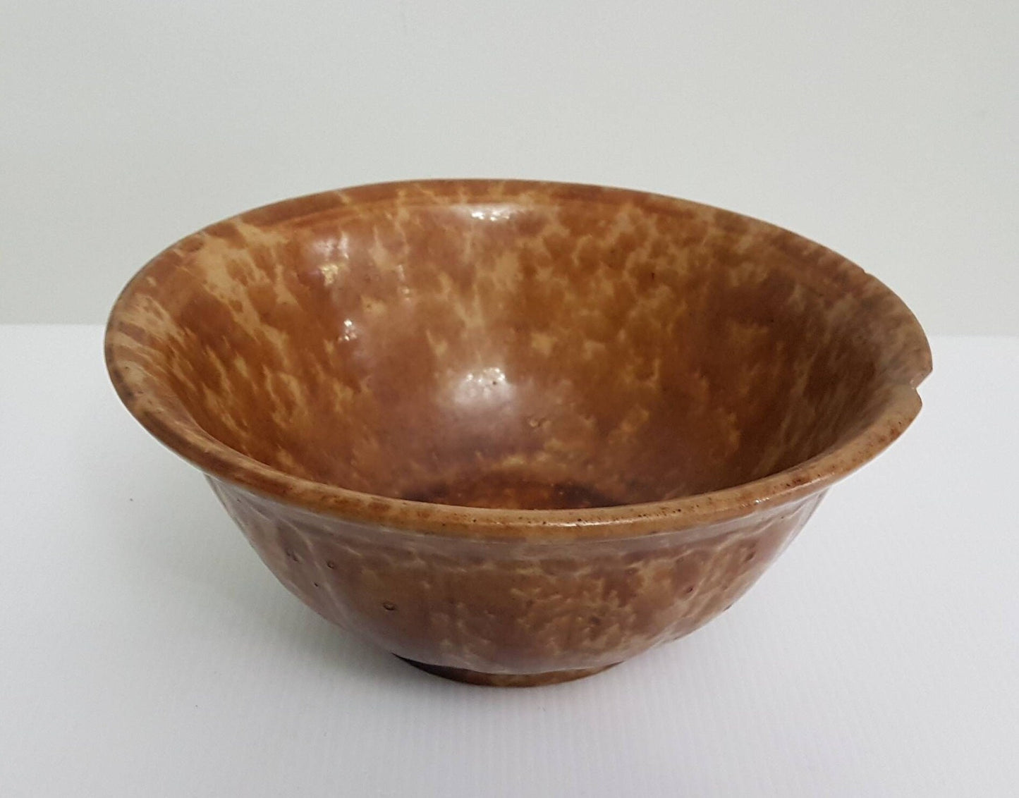 Antique Bennington Spongeware Splotchy Glazed Kitchen Redware Mixing Bowl