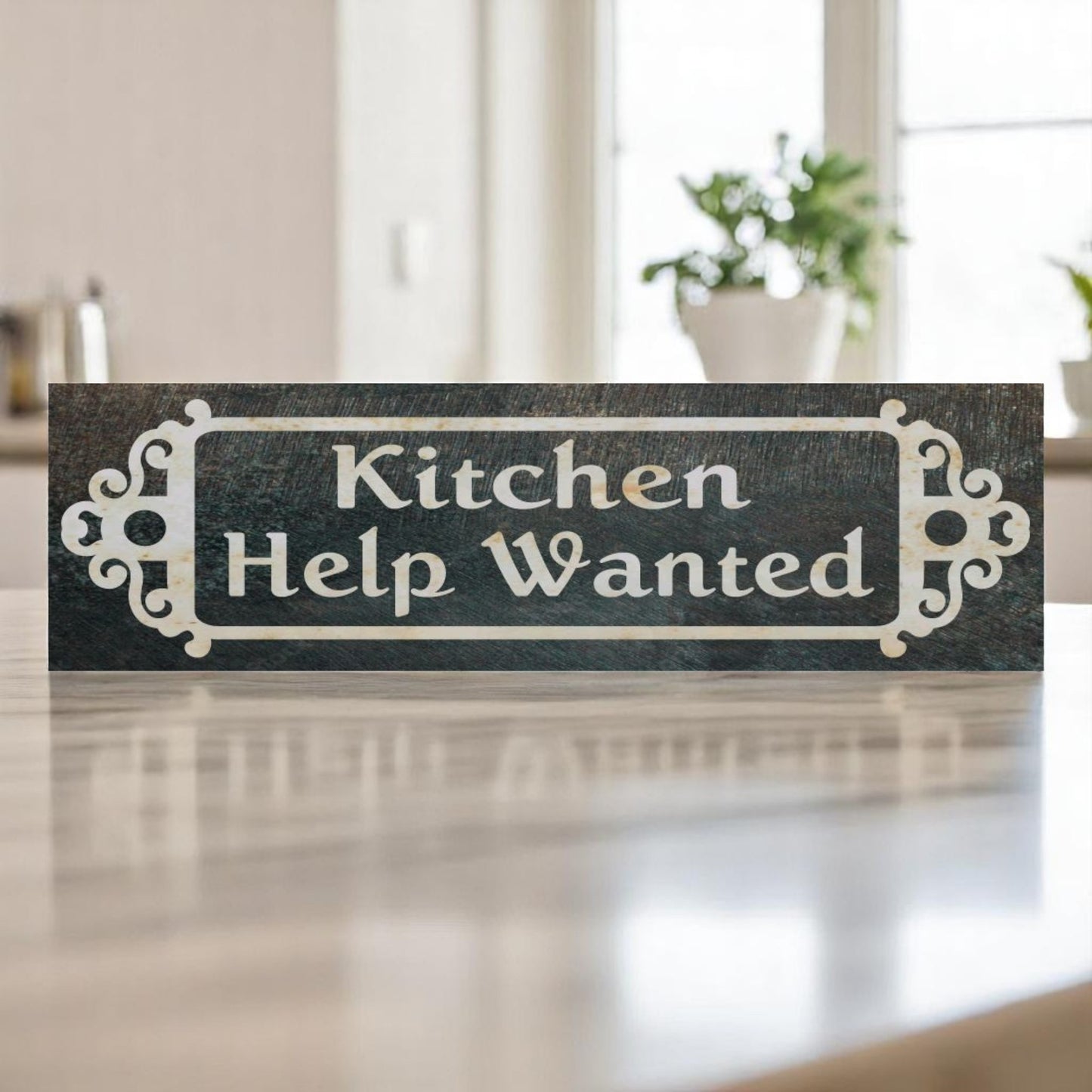 Kitchen Help Wanted Aluminum Sign – Victorian Style Handmade Decor