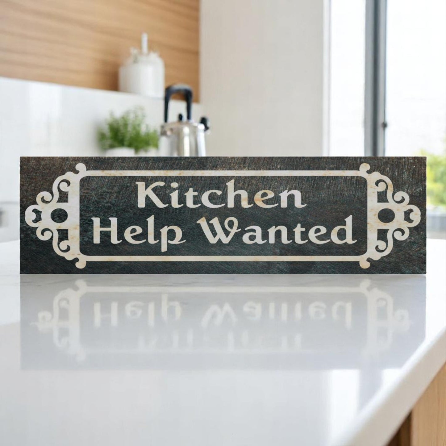 Kitchen Help Wanted Aluminum Sign – Victorian Style Handmade Decor