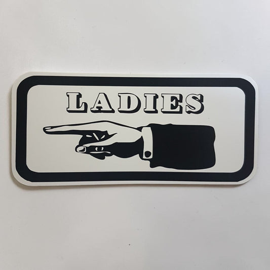 Ladies direction sign
Gentlemen direction sign
Antique hand sign
Bathroom wayfinding sign
Aluminum restroom decor