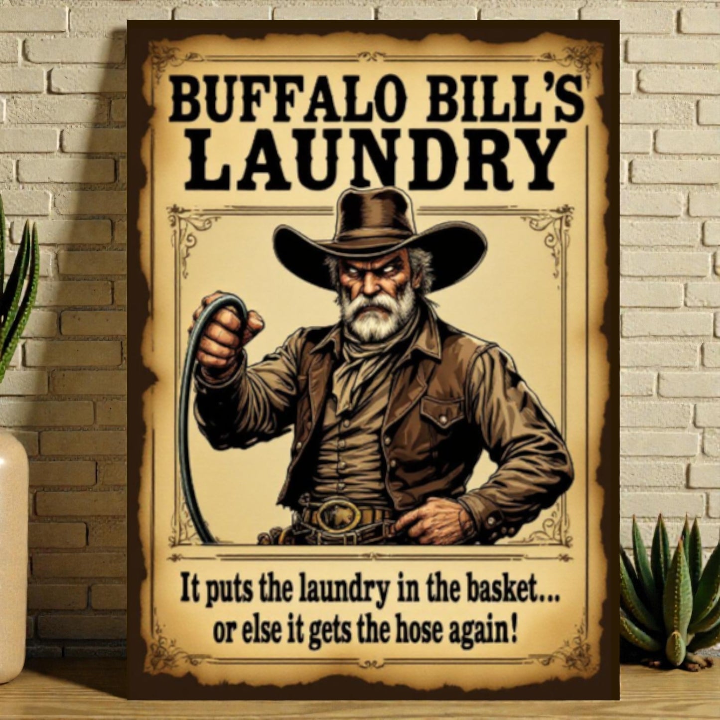 Buffalo Bill’s Laundry – Old West Style Funny Laundry Room Sign