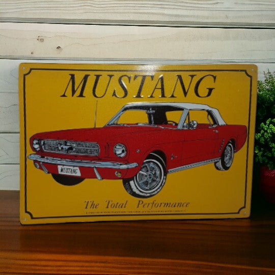 Vintage Tin Ford Mustang Car Sign