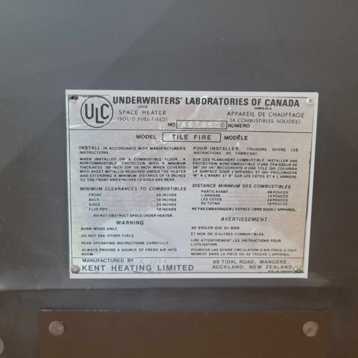 RARE - Kent Tile Fire Air Tight Wood Stove