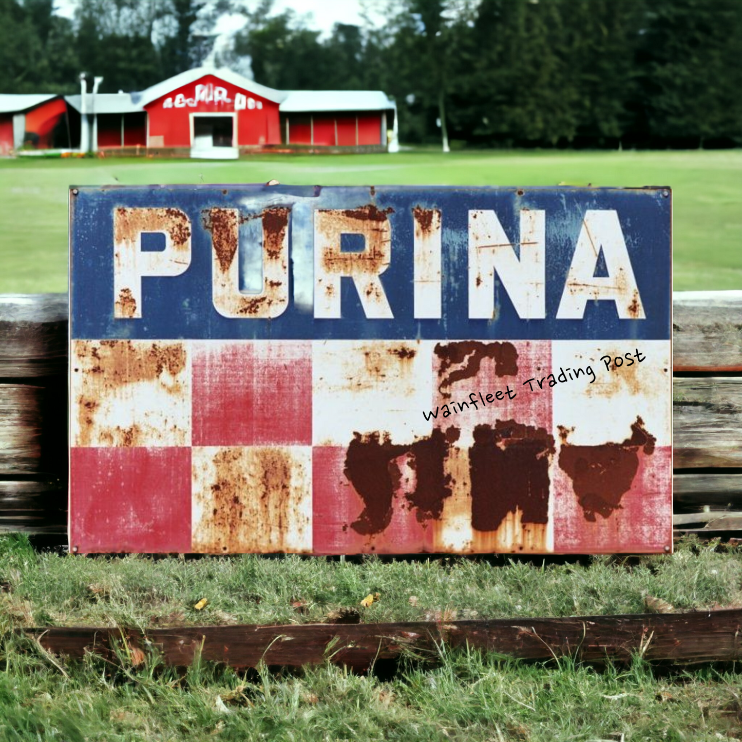 rustic purina farm sign