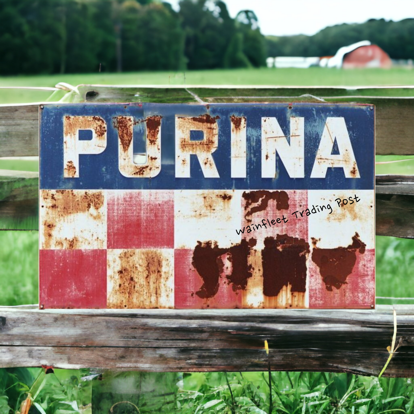 rustic purina farm sign
