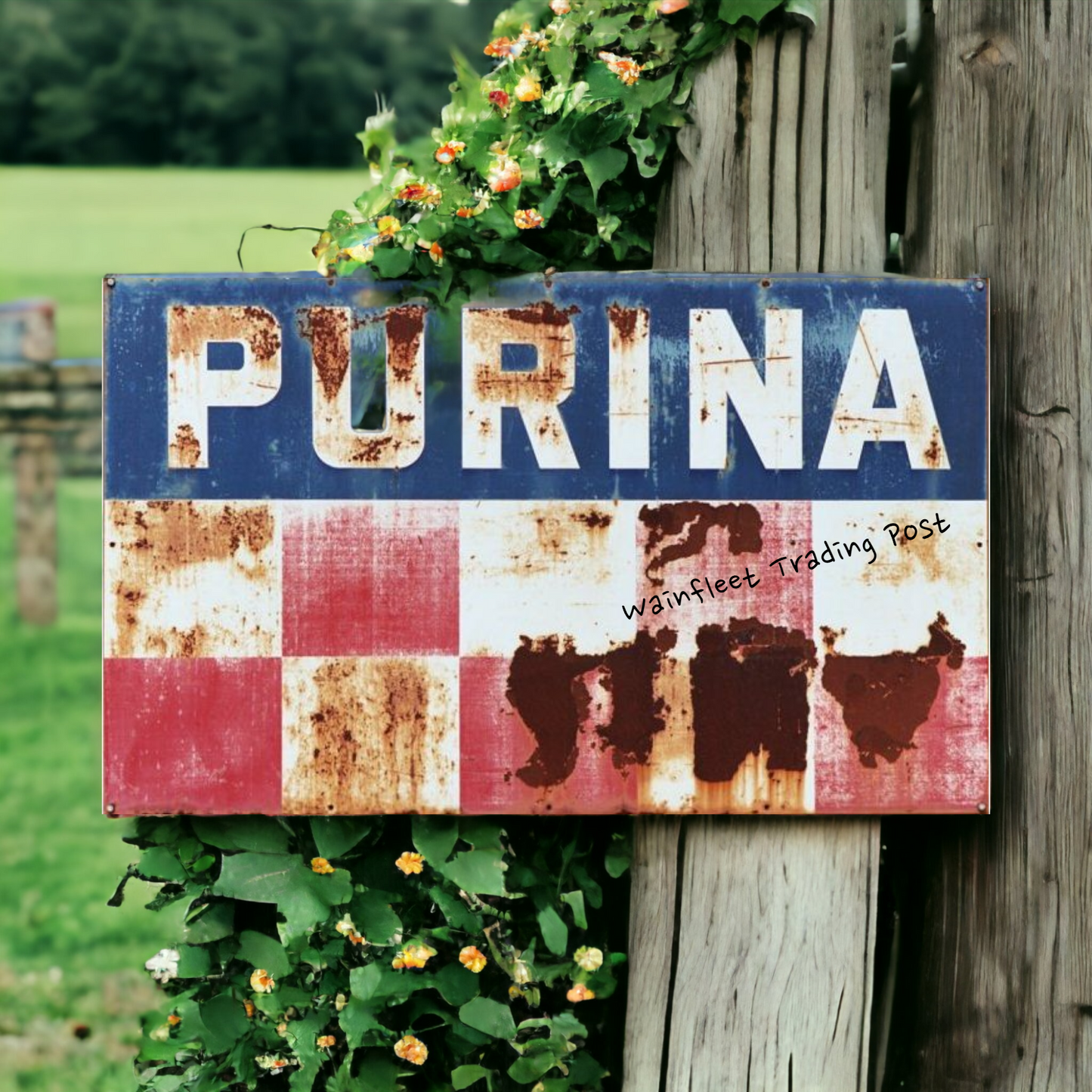 rustic purina farm sign