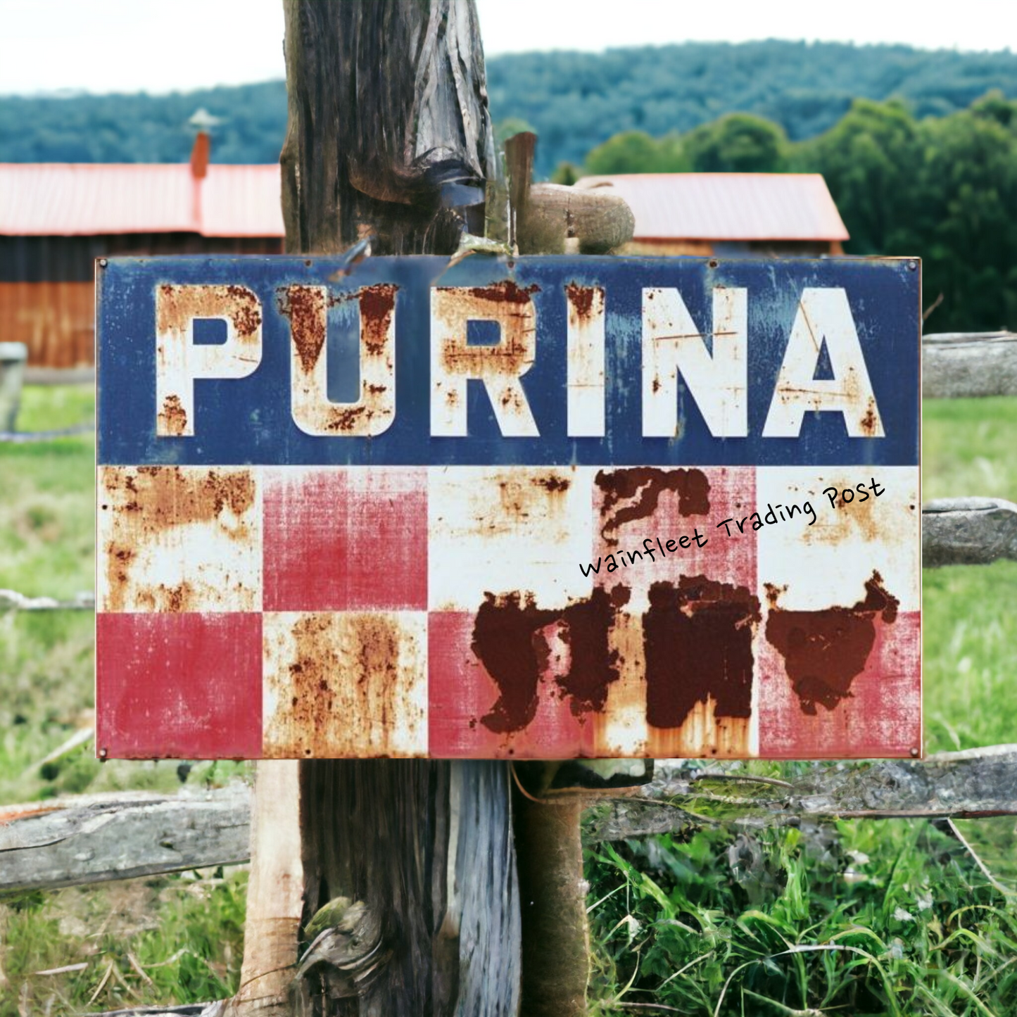 rustic purina farm sign