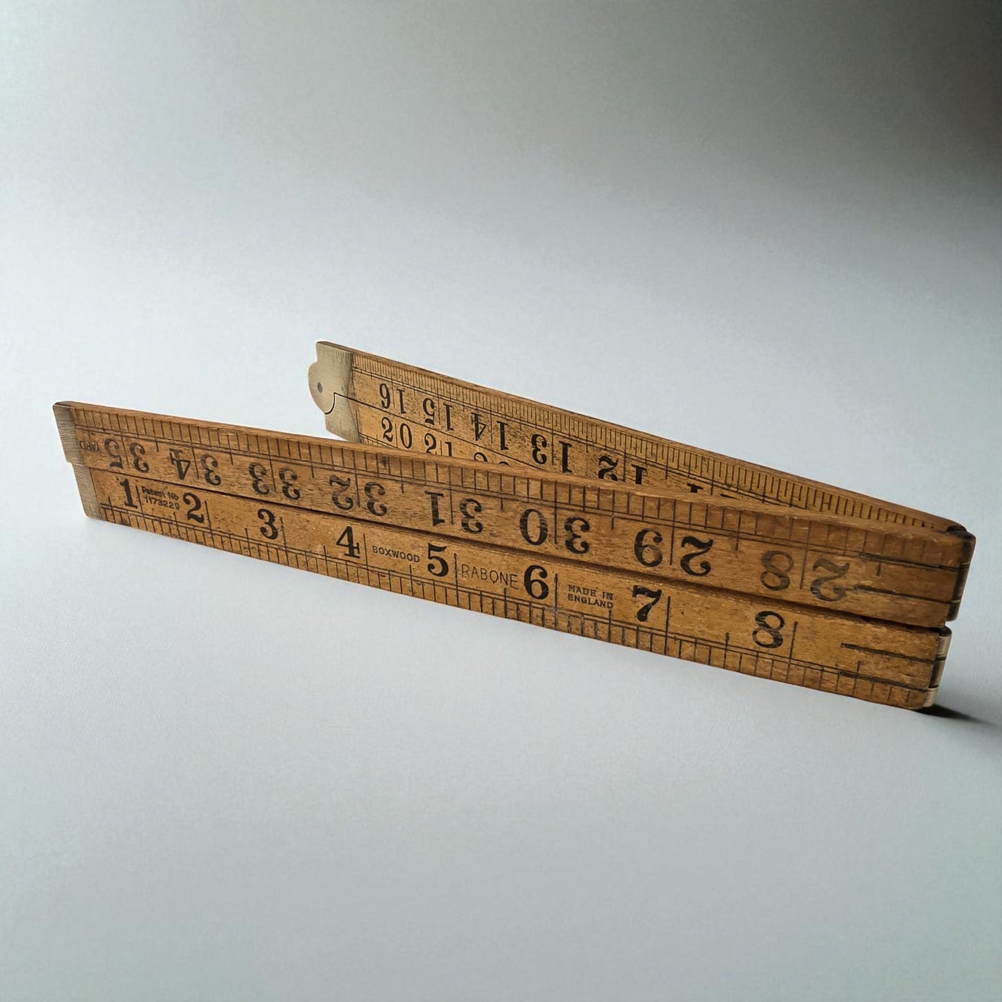 Wooden ruler on a white background