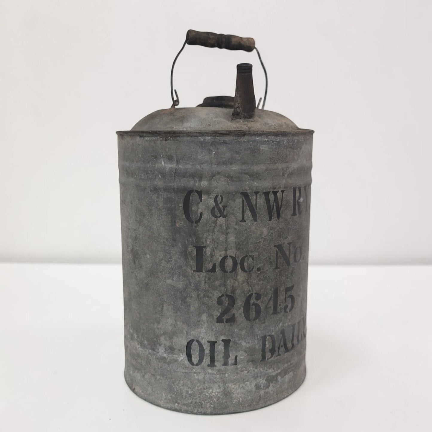 Vintage Chicago & Northwestern Railway oil can – 13" tall x 8"