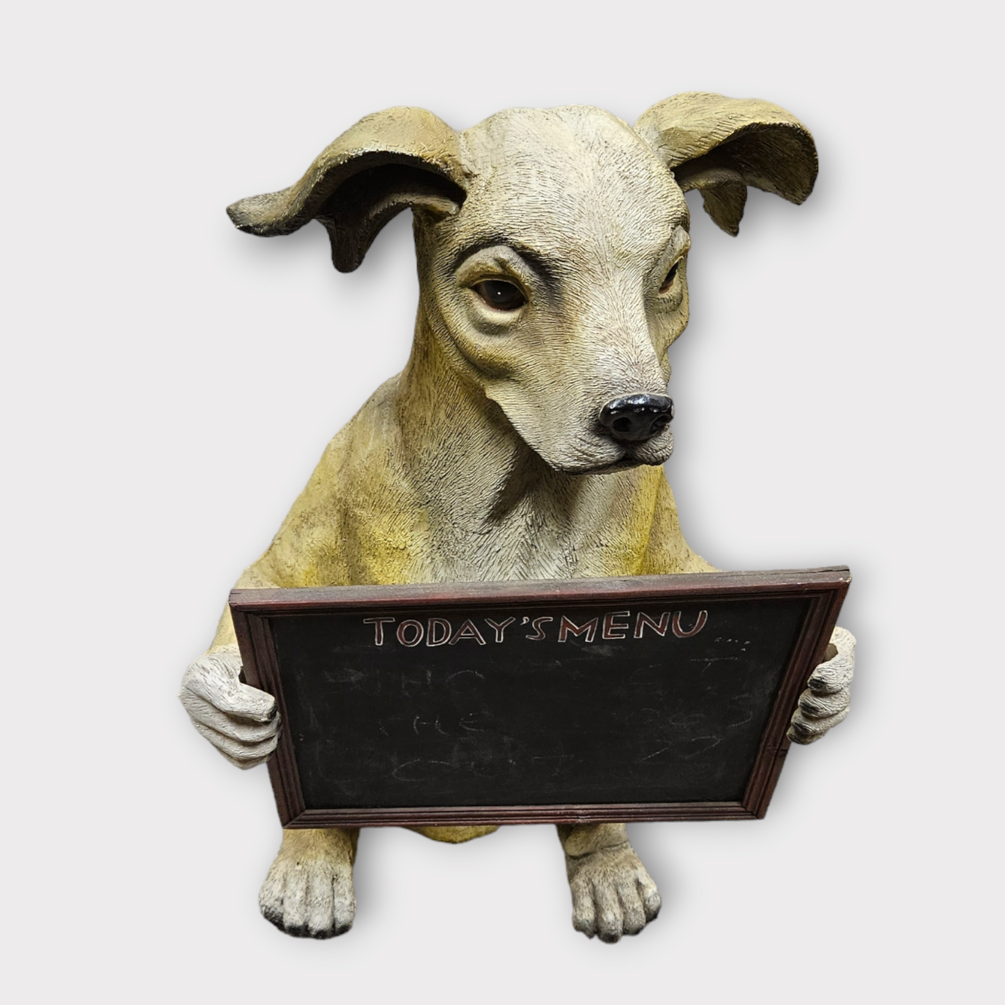 Novelty Dog Statue Holding Chalkboard Menu