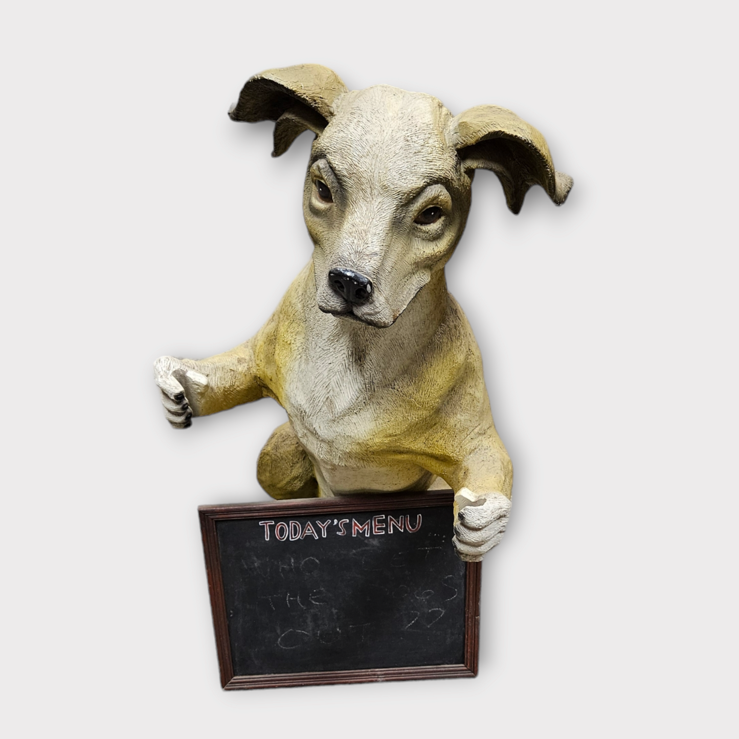 Novelty Dog Statue Holding Chalkboard Menu