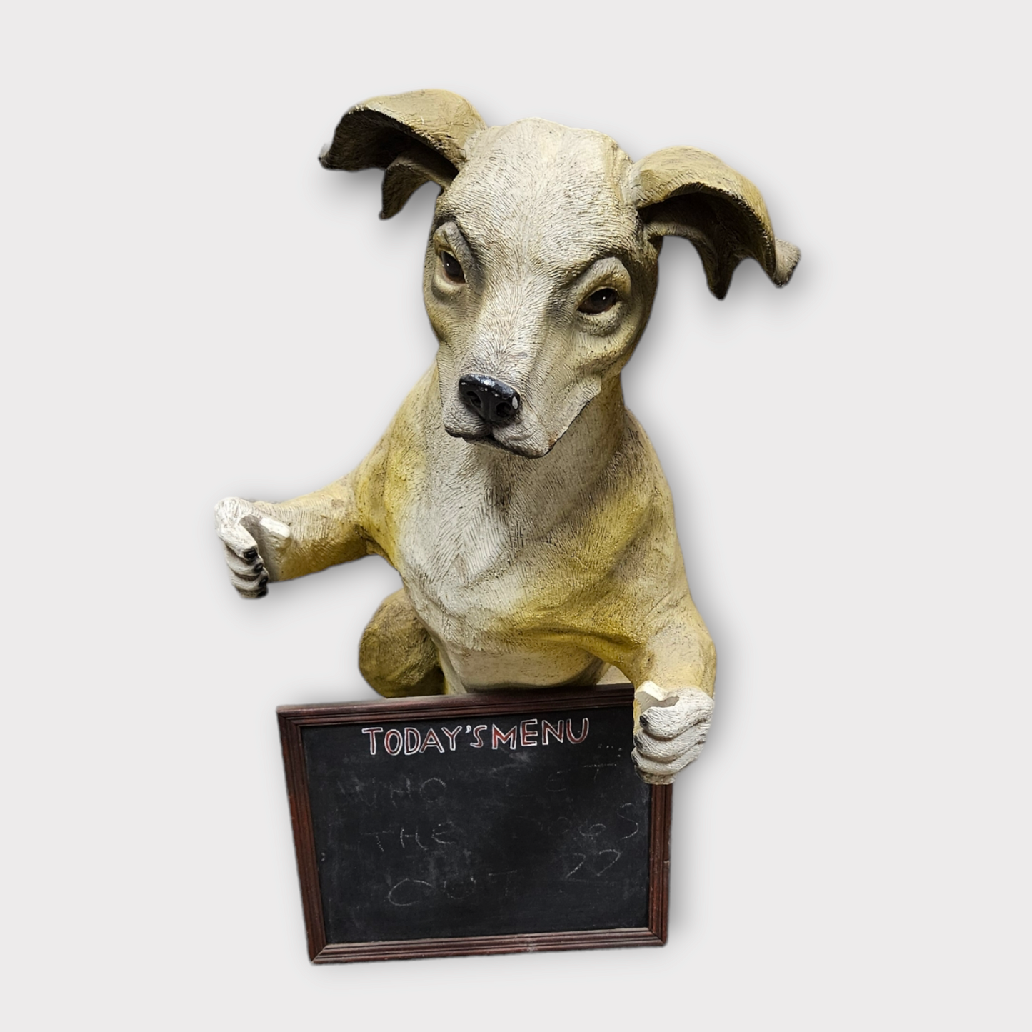 Novelty Dog Statue Holding Chalkboard Menu 