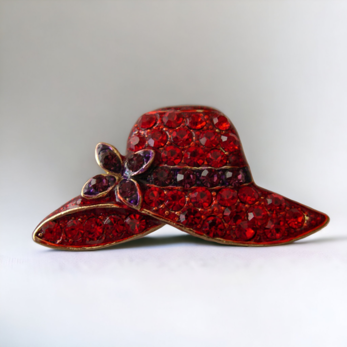Vintage Rhinestone Red Hat Society Brooch