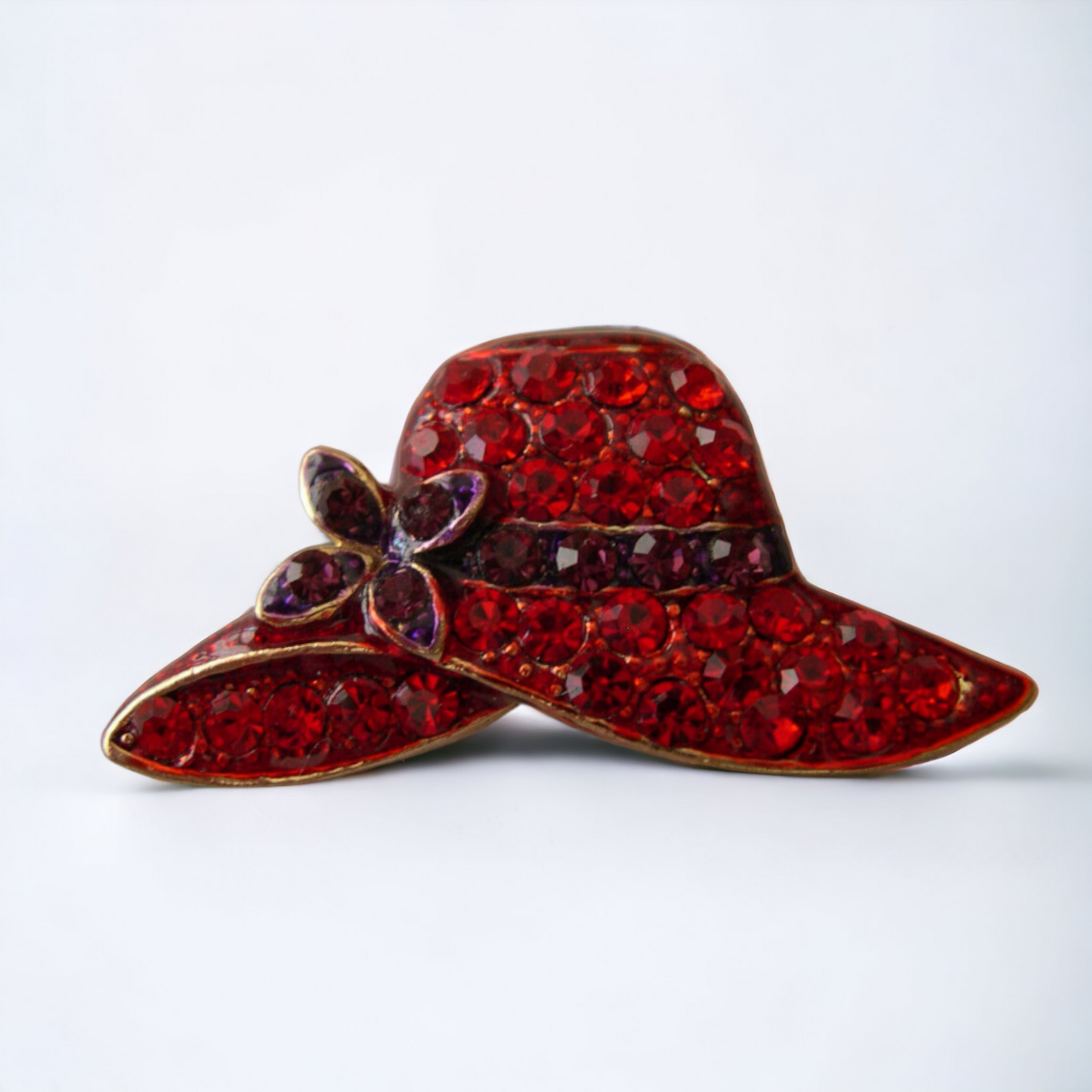 Vintage Rhinestone Red Hat Society Brooch