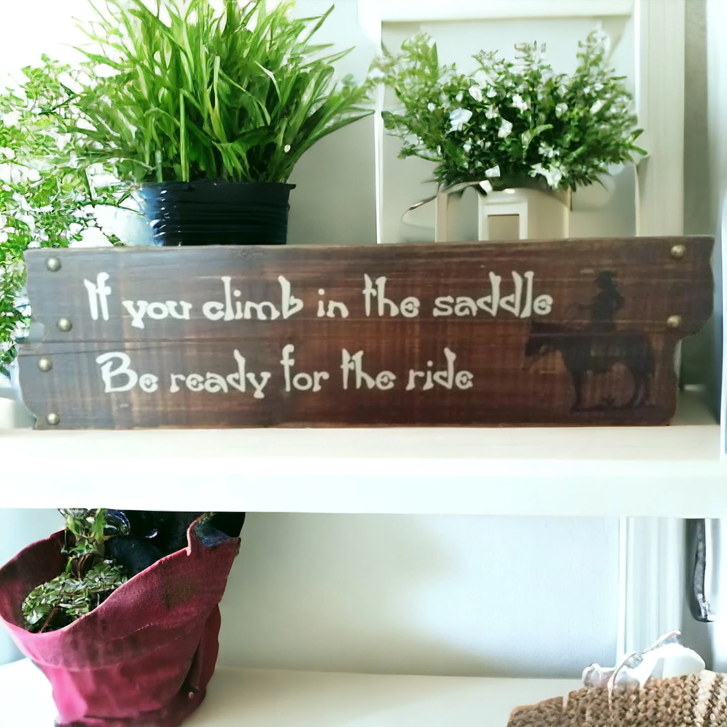 Rustic Wooden Cowboy Sign Horse Lovers Gift - Wainfleet Trading Post
