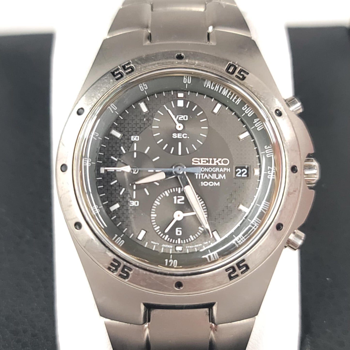 Seiko Men's Chronograph Titanium Watch – 100M Water Resistant